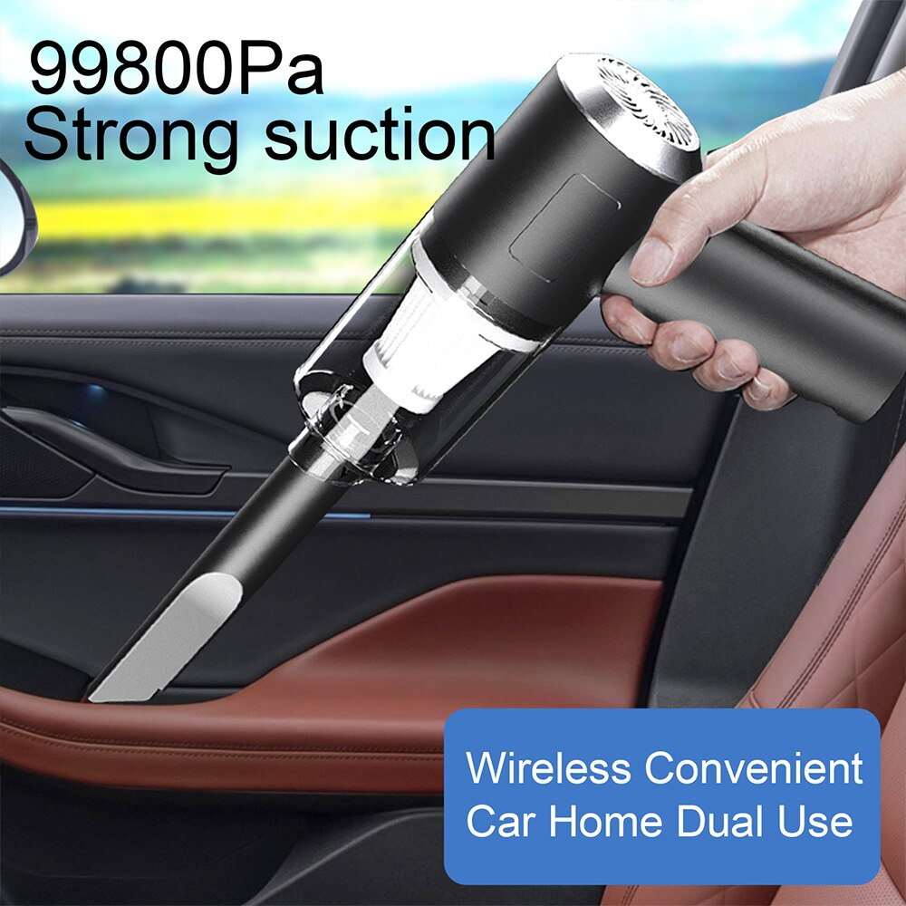 Aspiradora Portátil 9000Pa Wet & Dry 120W – Inalámbrica USB-C para Carro y Casa