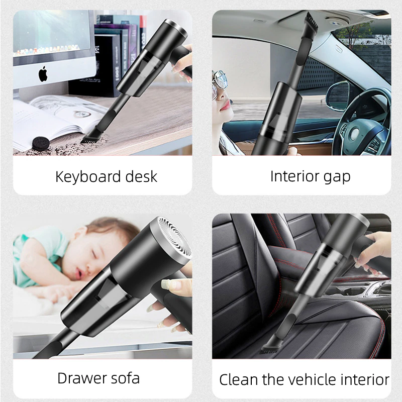 Aspiradora Portátil 9000Pa Wet & Dry 120W – Inalámbrica USB-C para Carro y Casa