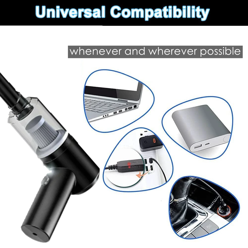 Aspiradora Portátil 9000Pa Wet & Dry 120W – Inalámbrica USB-C para Carro y Casa