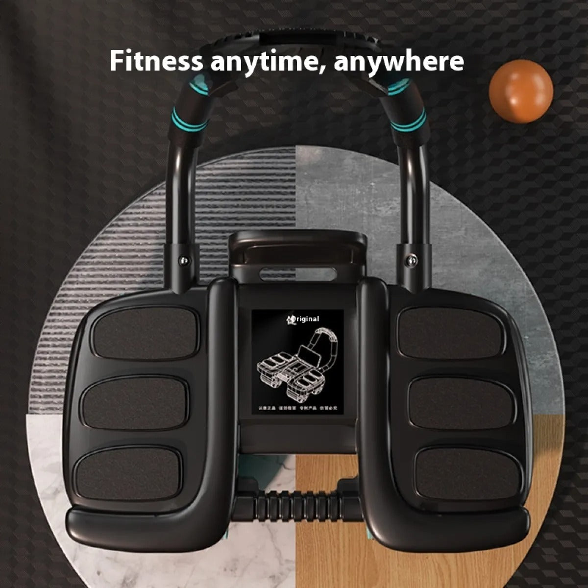 Rueda Ab con Auto-Rebote – 4 Ruedas, Soporte de 6 Codos para Core y Abdominales