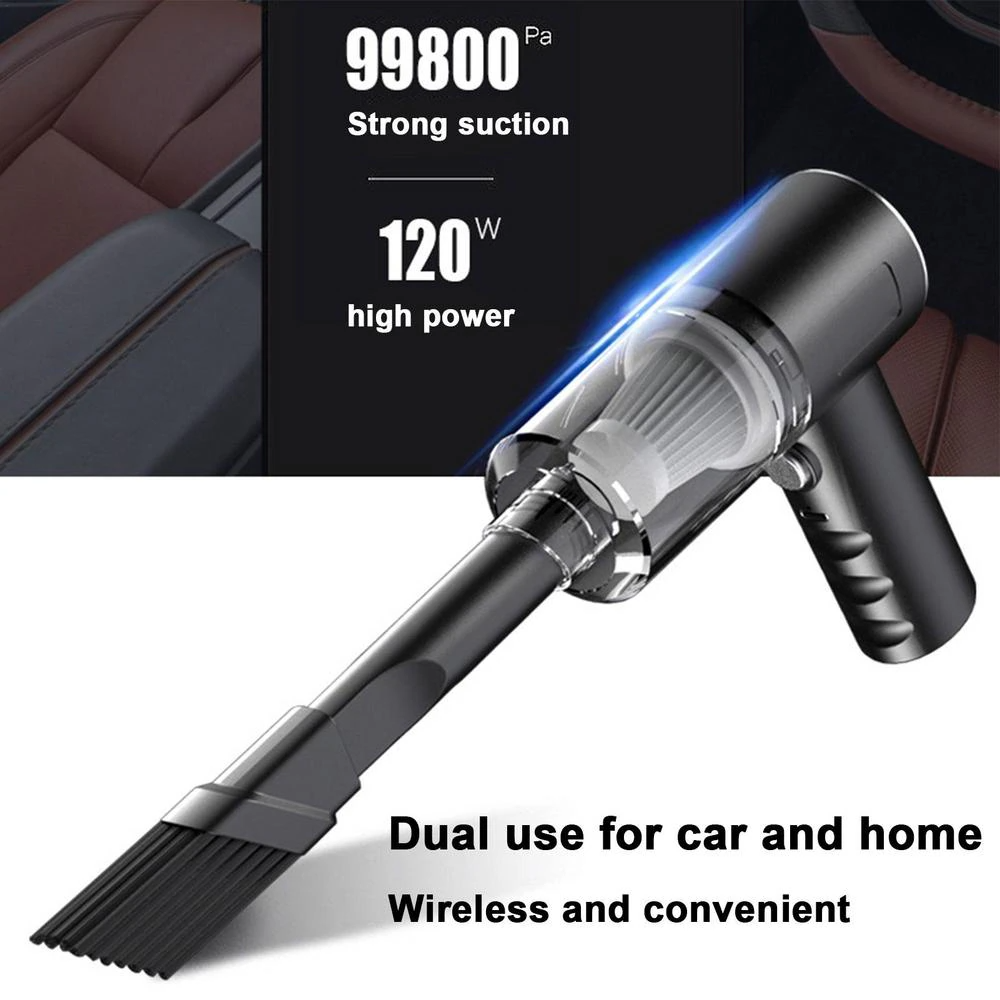 Aspiradora Portátil 9000Pa Wet & Dry 120W – Inalámbrica USB-C para Carro y Casa